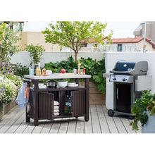 Load image into Gallery viewer, Outdoor Grill Party Caster Bar Serving Cart with Storage Dark Brown
