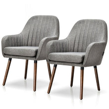 Load image into Gallery viewer, Set of 2 Retro Grey Linen Upholstered Accent Chair with Stylish Wood Legs