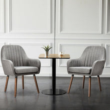 Load image into Gallery viewer, Set of 2 Retro Grey Linen Upholstered Accent Chair with Stylish Wood Legs