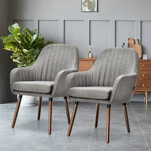 Load image into Gallery viewer, Set of 2 Retro Grey Linen Upholstered Accent Chair with Stylish Wood Legs