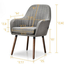 Load image into Gallery viewer, Set of 2 Retro Grey Linen Upholstered Accent Chair with Stylish Wood Legs