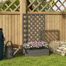 Load image into Gallery viewer, Outdoor Raised Garden Bed Planter Box with Lattice Trellis in Grey Wood Finish