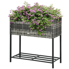 Load image into Gallery viewer, Grey Modern PE Rattan Wicker Raised Garden Bed Elevated Planter Box