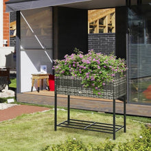Load image into Gallery viewer, Grey Modern PE Rattan Wicker Raised Garden Bed Elevated Planter Box