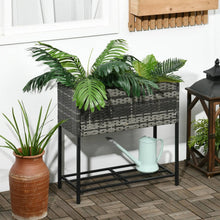 Load image into Gallery viewer, Grey Modern PE Rattan Wicker Raised Garden Bed Elevated Planter Box