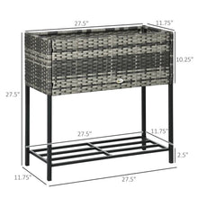 Load image into Gallery viewer, Grey Modern PE Rattan Wicker Raised Garden Bed Elevated Planter Box