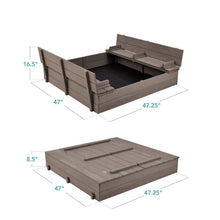 Load image into Gallery viewer, Sturdy Cedar Wood Kids Outdoor Sandbox with Benches in Grey Finish