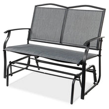 Load image into Gallery viewer, 2 Seater Mesh Patio Loveseat Swing Glider Rocker with Armrests in Grey