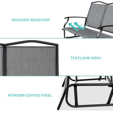Load image into Gallery viewer, 2 Seater Mesh Patio Loveseat Swing Glider Rocker with Armrests in Grey