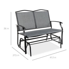 Load image into Gallery viewer, 2 Seater Mesh Patio Loveseat Swing Glider Rocker with Armrests in Grey