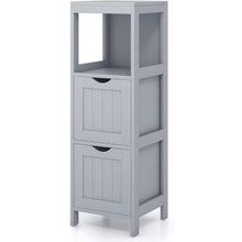 Load image into Gallery viewer, Modern Farmhouse 2-Drawer Bathroom Floor Cabinet with Shelf in Grey Wood Finish