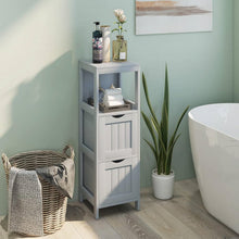 Load image into Gallery viewer, Modern Farmhouse 2-Drawer Bathroom Floor Cabinet with Shelf in Grey Wood Finish