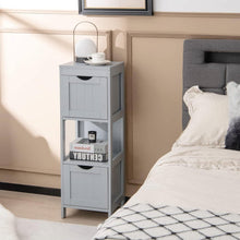 Load image into Gallery viewer, Modern Farmhouse 2-Drawer Bathroom Floor Cabinet with Shelf in Grey Wood Finish