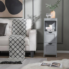 Load image into Gallery viewer, Modern Farmhouse 2-Drawer Bathroom Floor Cabinet with Shelf in Grey Wood Finish