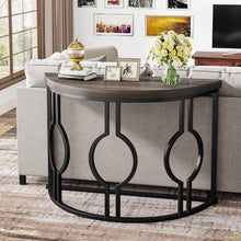 Load image into Gallery viewer, Modern 43-inch Half Moon Accent Sofa Table with Grey Wood Top Black Frame