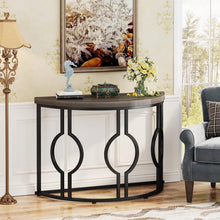 Load image into Gallery viewer, Modern 43-inch Half Moon Accent Sofa Table with Grey Wood Top Black Frame