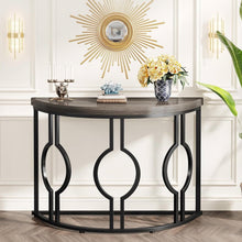 Load image into Gallery viewer, Modern 43-inch Half Moon Accent Sofa Table with Grey Wood Top Black Frame