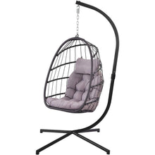 Load image into Gallery viewer, Grey Indoor/Outdoor Wicker Rattan Aluminum Frame Swing Egg Chair Hammock