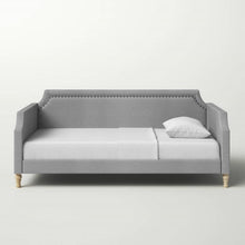 Load image into Gallery viewer, Twin size Grey Polyester Fabric Upholstered Daybed with Nailhead Trim