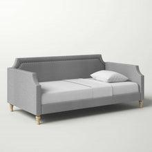 Load image into Gallery viewer, Twin size Grey Polyester Fabric Upholstered Daybed with Nailhead Trim