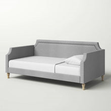 Load image into Gallery viewer, Twin size Grey Polyester Fabric Upholstered Daybed with Nailhead Trim