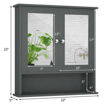 Load image into Gallery viewer, Grey Wood Bathroom Wall / Medicine Cabinet with Mirrored Doors and Shelf