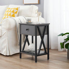 Load image into Gallery viewer, Set of 2 - 1 Drawer Nightstand in Grey and Black Wood Finish