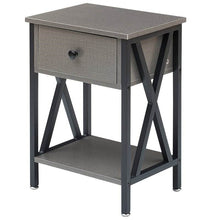 Load image into Gallery viewer, Set of 2 - 1 Drawer Nightstand in Grey and Black Wood Finish