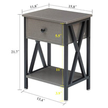 Load image into Gallery viewer, Set of 2 - 1 Drawer Nightstand in Grey and Black Wood Finish