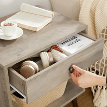 Load image into Gallery viewer, Mid-Century Modern 1-Drawer Nightstand Bedroom End Table in Grey Wood Finish