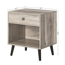 Load image into Gallery viewer, Mid-Century Modern 1-Drawer Nightstand Bedroom End Table in Grey Wood Finish