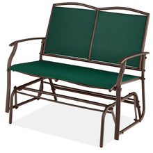 Load image into Gallery viewer, 2 Seat Mesh Patio Loveseat Swing Glider Rocker with Armrests in Hunter Green