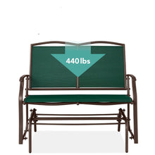 Load image into Gallery viewer, 2 Seat Mesh Patio Loveseat Swing Glider Rocker with Armrests in Hunter Green