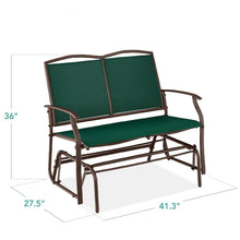 Load image into Gallery viewer, 2 Seat Mesh Patio Loveseat Swing Glider Rocker with Armrests in Hunter Green