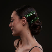 Load image into Gallery viewer, Elegant Green Crystal 2-Piece Hair Comb Set