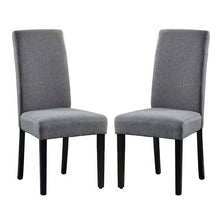 Load image into Gallery viewer, Set of 2 Modern Grey Fabric Upholstered Dining Chair with Black Wood Legs