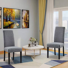 Load image into Gallery viewer, Set of 2 Modern Grey Fabric Upholstered Dining Chair with Black Wood Legs