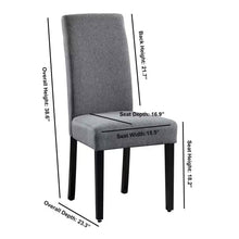 Load image into Gallery viewer, Set of 2 Modern Grey Fabric Upholstered Dining Chair with Black Wood Legs