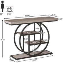 Load image into Gallery viewer, Modern 41-inch Wide Narrow Entryway Console Table with Grey Wood Finish Shelves