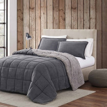 Load image into Gallery viewer, Full/Queen Plush Sherpa Reversible Micro Suede Comforter Set in Gray