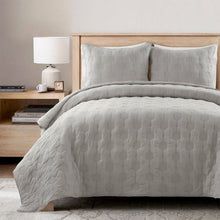 Load image into Gallery viewer, Full/Queen Hexagonal Pattern Lightweight Grey Textured Cotton 3 Piece Quilt Set