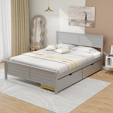 Load image into Gallery viewer, Full Size Grey Platform Bed Frame with 2 Storage Drawers
