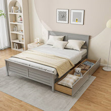 Load image into Gallery viewer, Full Size Grey Platform Bed Frame with 2 Storage Drawers