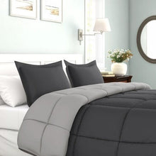 Load image into Gallery viewer, Full/Queen Traditional Microfiber Reversible 3 Piece Comforter Set in Grey