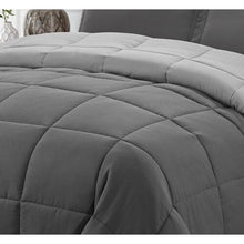 Load image into Gallery viewer, Full/Queen Traditional Microfiber Reversible 3 Piece Comforter Set in Grey