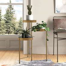 Load image into Gallery viewer, Modern Gold Grey Metal 3-Tier Flower Pot Plant Stand