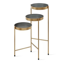Load image into Gallery viewer, Modern Gold Grey Metal 3-Tier Flower Pot Plant Stand