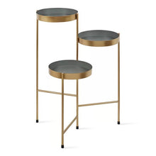 Load image into Gallery viewer, Modern Gold Grey Metal 3-Tier Flower Pot Plant Stand