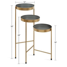Load image into Gallery viewer, Modern Gold Grey Metal 3-Tier Flower Pot Plant Stand