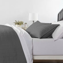 Load image into Gallery viewer, 2 Piece Microfiber Farmhouse Coverlet Bedspread Set Grey, Twin/Twin XL